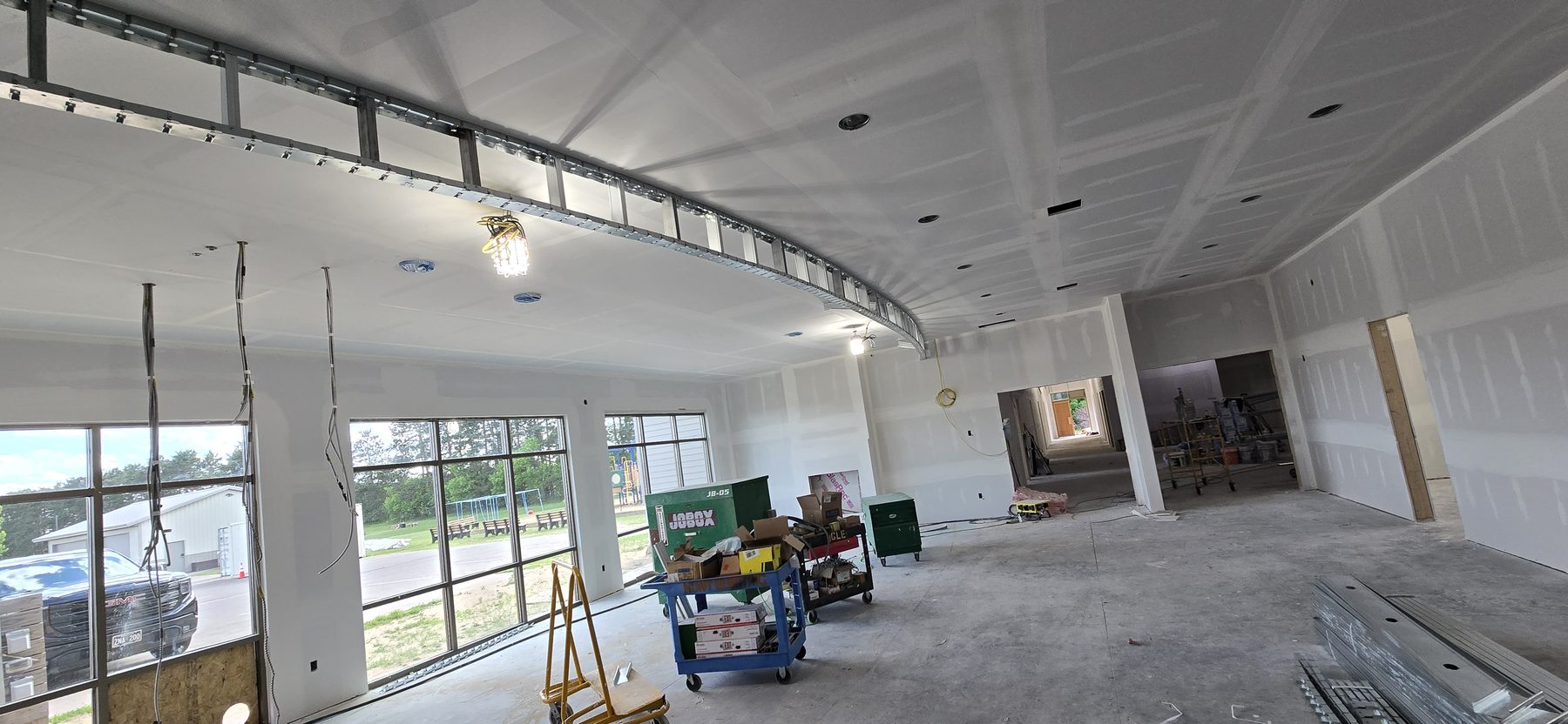 Commercial drywall ceiling buildout and finishing by Finishing Touch, LLC in St. Paul, MN